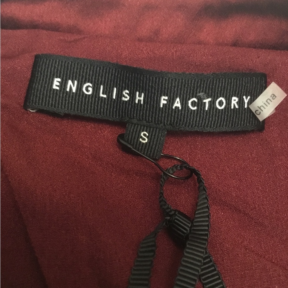 English Factory Burgundy Maxi Dress with Tie Sleeves - Picture 9 of 13
